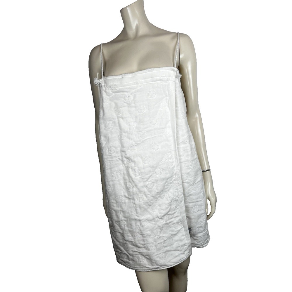 caro home women's white hook & loop  100% cotton terry wrap with straps